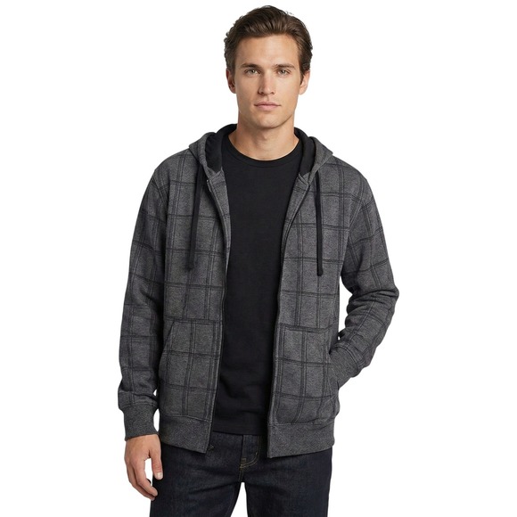 Op Hoodie Jacket Ocean Pacific Mens 2XL Full Zip Plaid Small Drawstring Pockets - Picture 1 of 12
